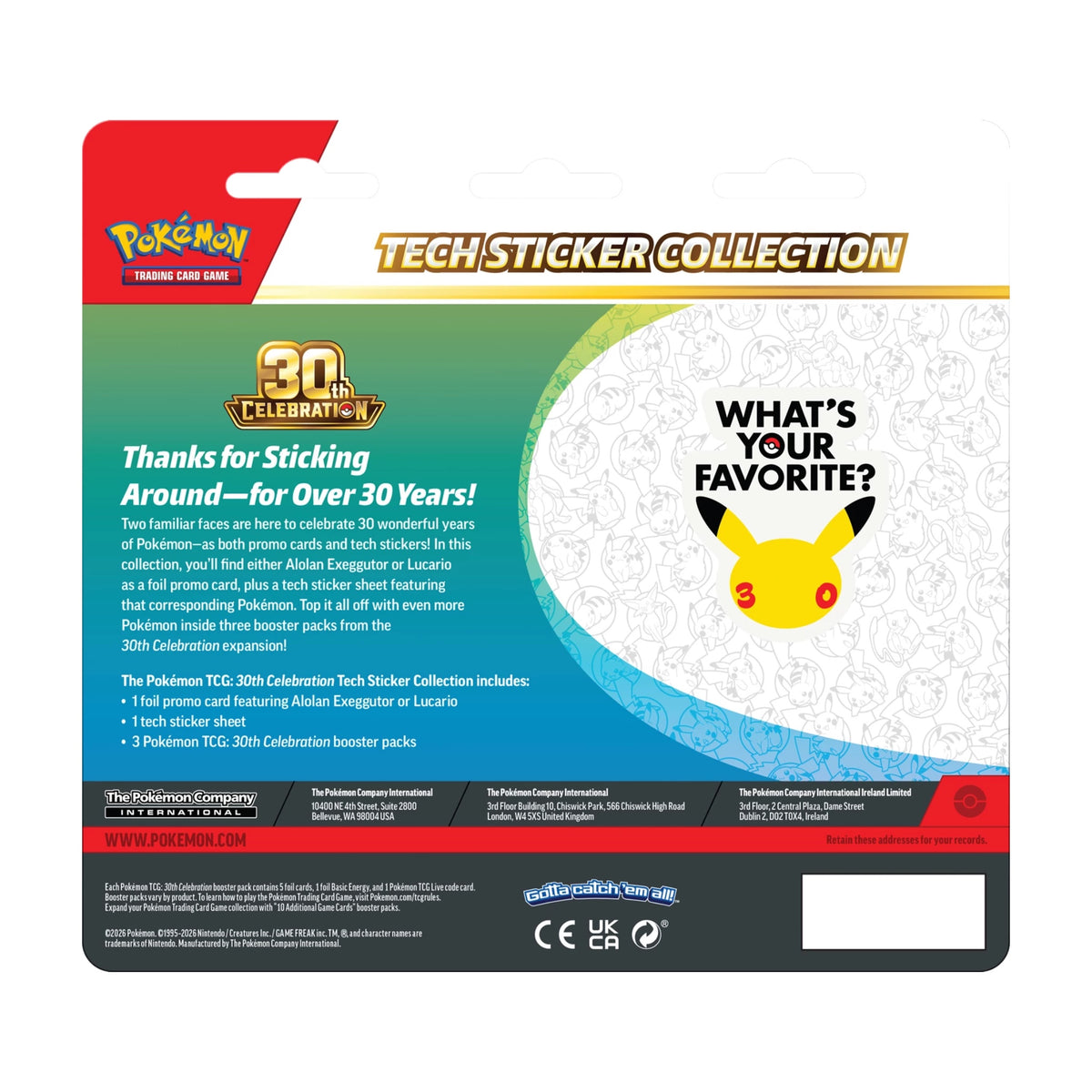 Pokémon - 30th Celebration Tech Sticker Collection