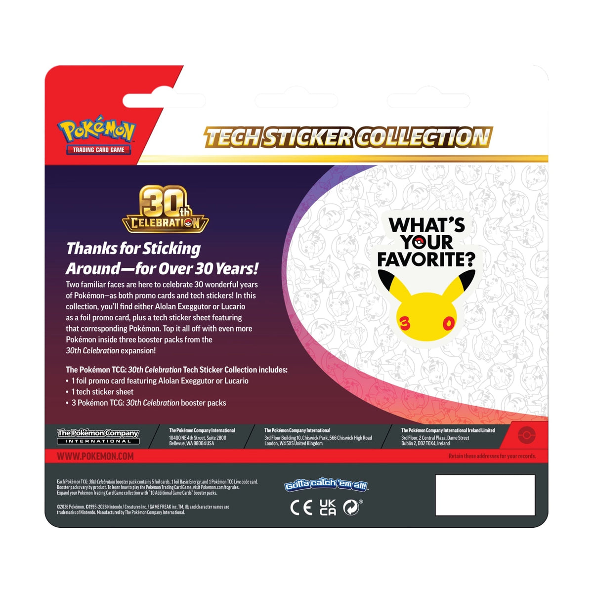Pokémon - 30th Celebration Tech Sticker Collection - SparkLeaf TCG
