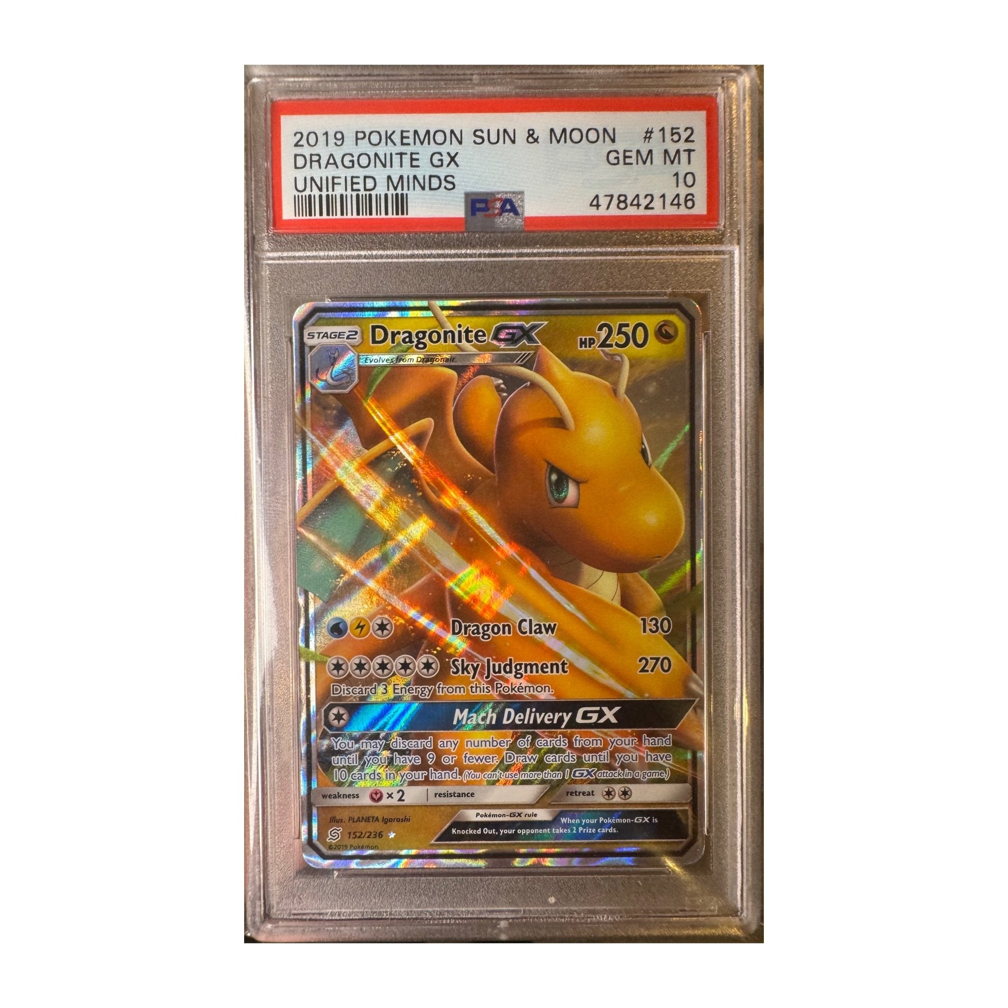 Pokémon Dragonite GX PSA 10 Unified Minds - SparkLeaf TCG