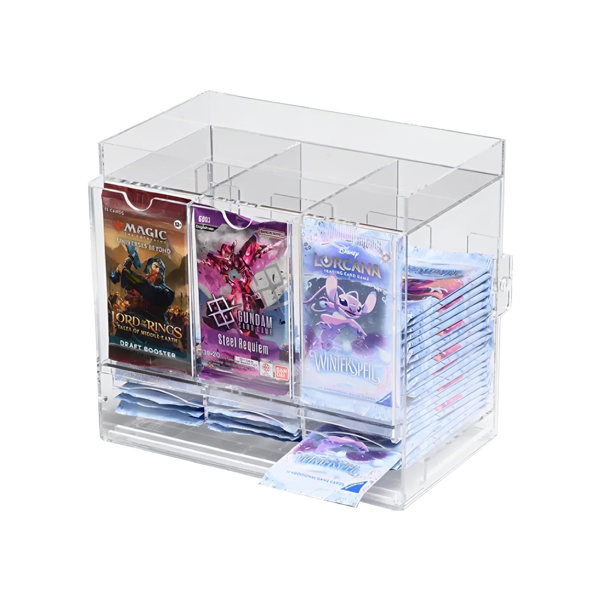 The Acrylic Box - 3-Slot Pack Dispenser - SparkLeaf TCG