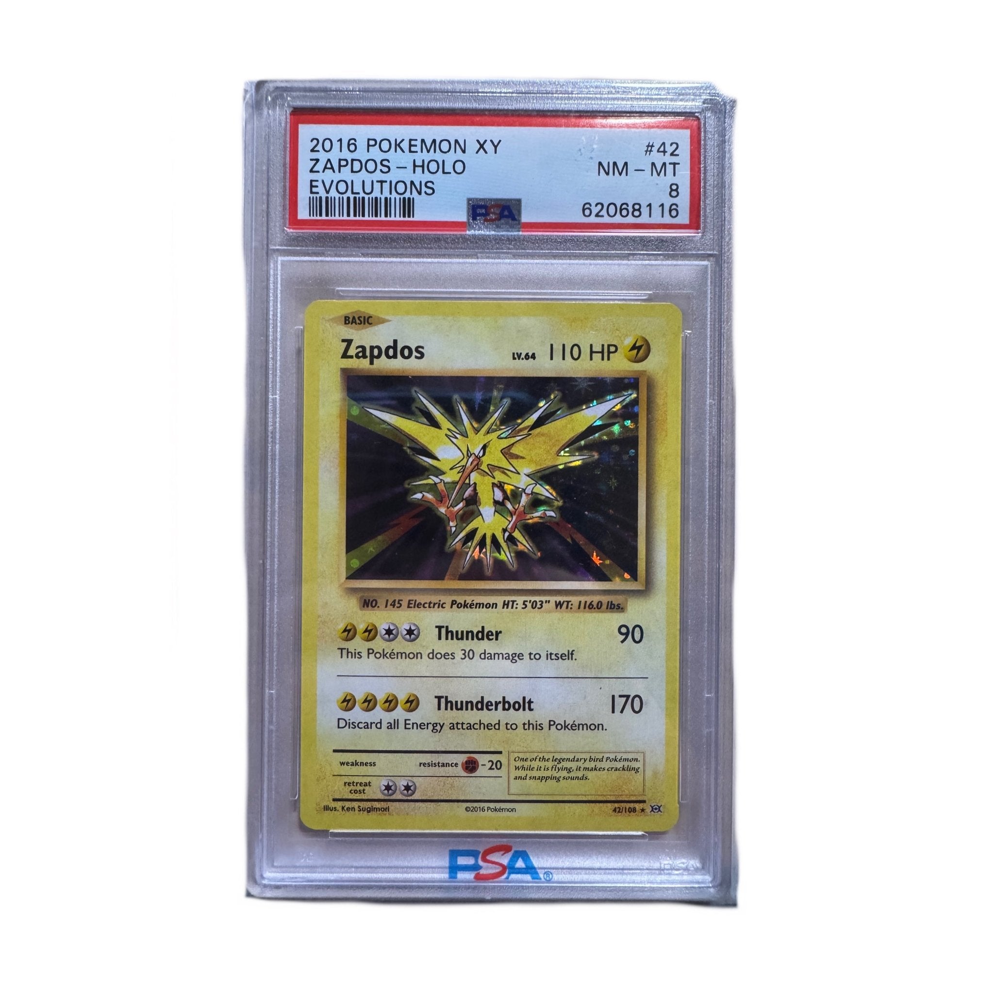 2016 Pokémon XY Zapdos - Holo Evolutions PSA 8 - SparkLeaf TCG