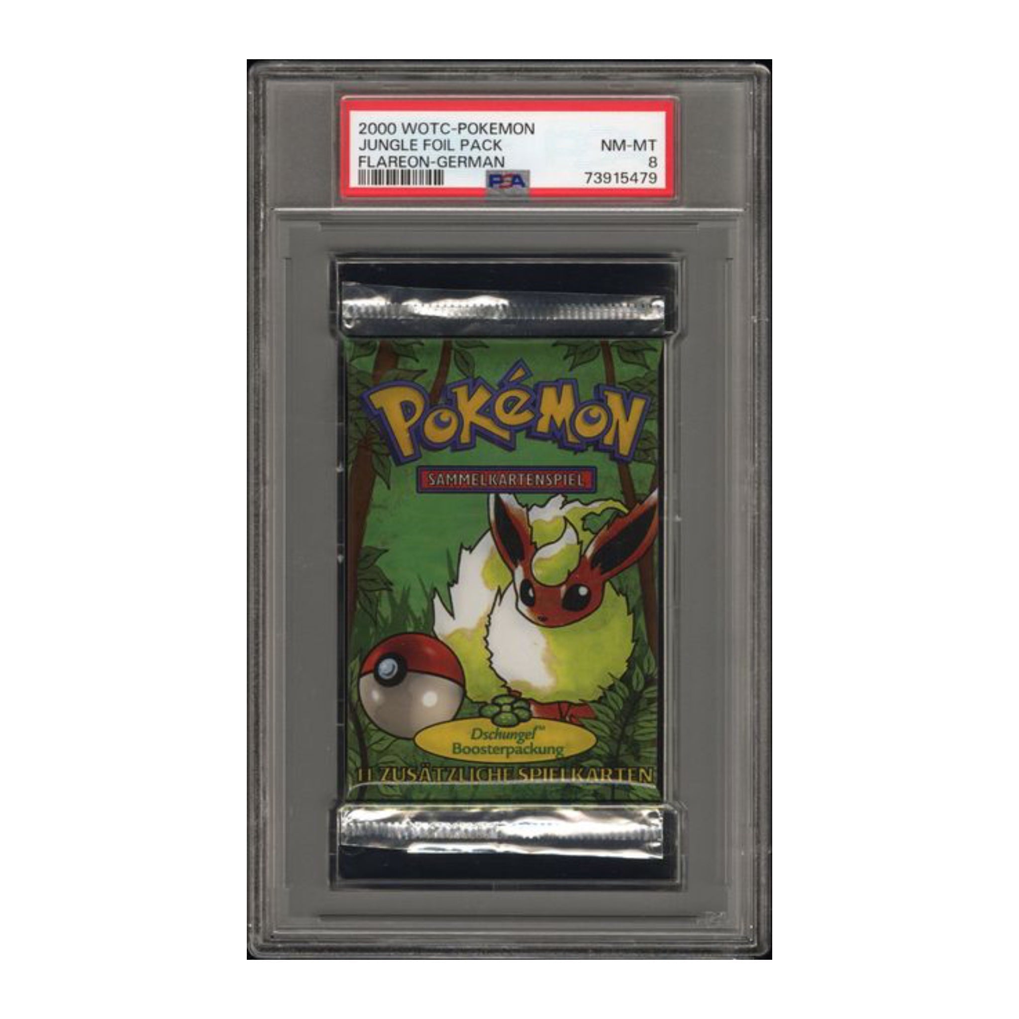 Pokémon Jungle Foil Pack 2000 PSA 8 Flareon - German - SparkLeaf TCG