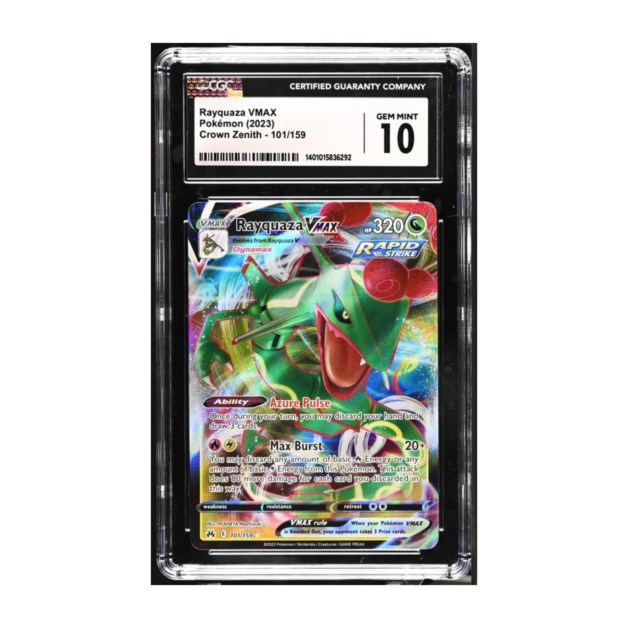 Pokémon Rayquaza VMAX 2023 CGC 10 Crown Zenith - SparkLeaf TCG