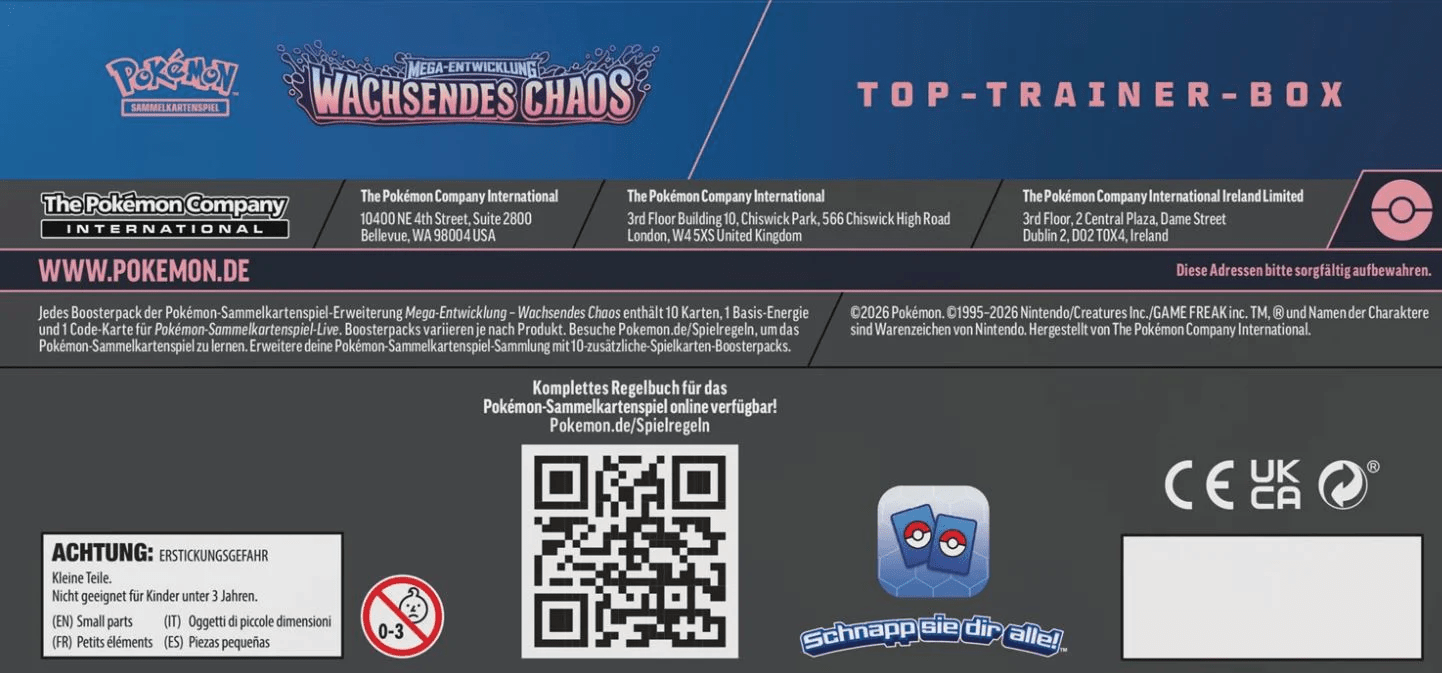 Pokémon - Wachsendes Chaos Top Trainer Box (TTB) - DE - SparkLeaf TCG